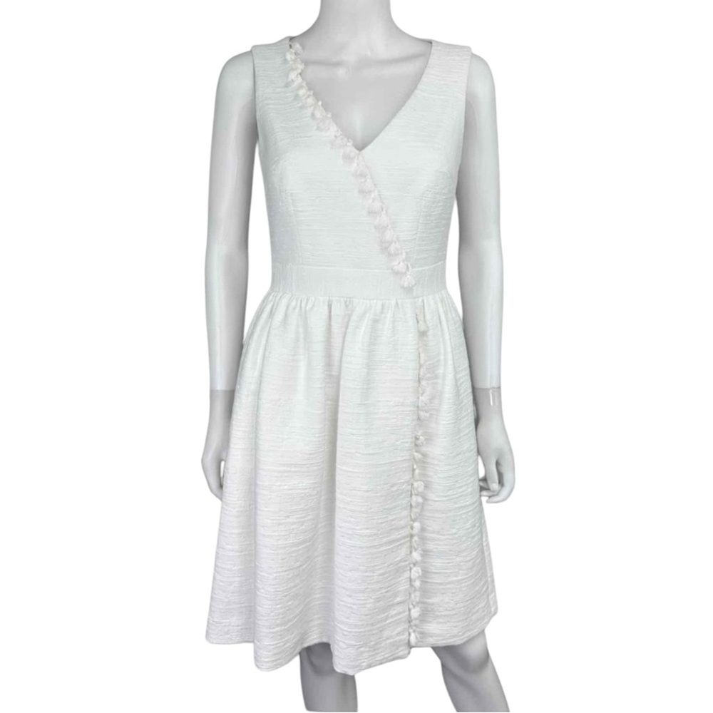 TRINA TURK NWT White Textured Sleeveless Dress Size 0 L0495